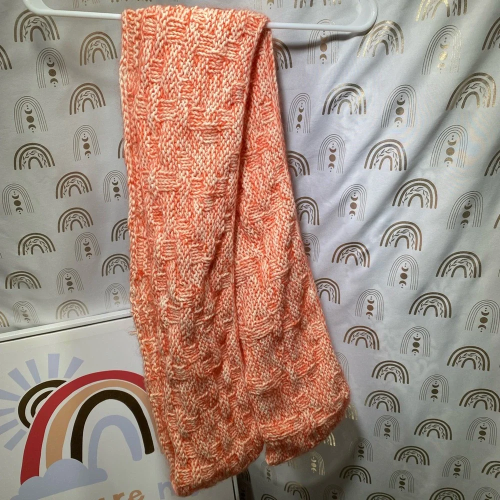 Chic Orange and White Infinity Knit Scarf